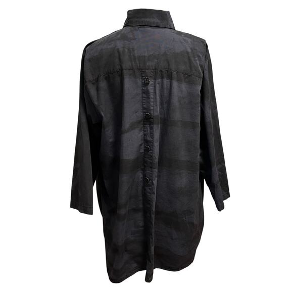 Dress to Kill D to K One Size Lagenlook Button Front Tunic Top Artsy Black Blue - Picture 2 of 8